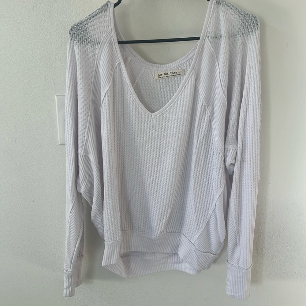 Free People Size XSmall Off the Shoulder White Sweater